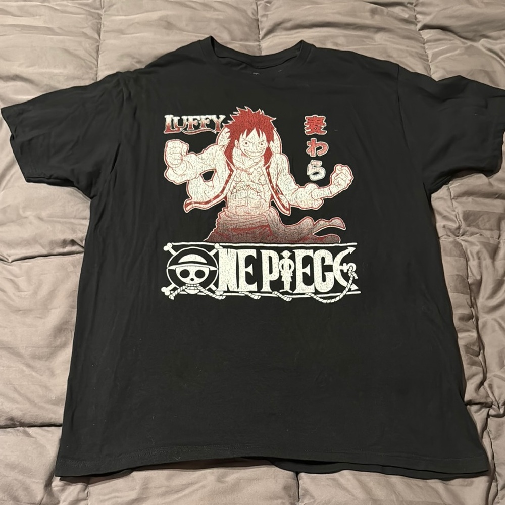 Black Graphic T-Shirt with Anime Design